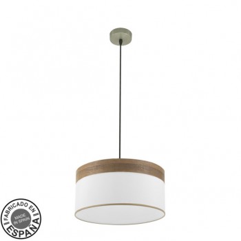 Distribuidor - Lâmpadas Diversas | Colgantes Moderno | COLGANTE CLOE 1XE27 CUERO/BLANCA-MADERA OSCURA REGX40X40 CM Ref: 175494084